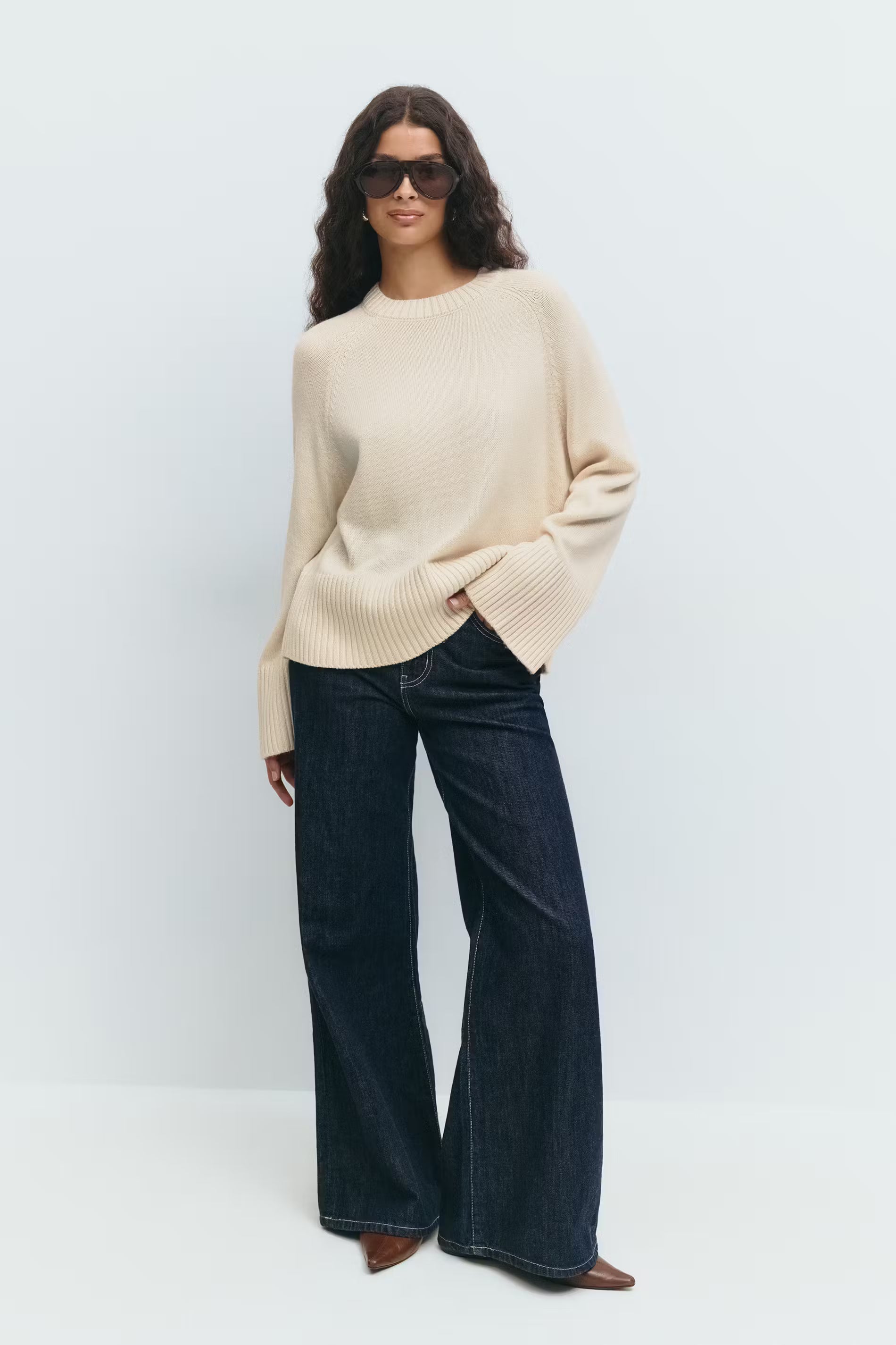 Gina Tricot Round Neck Knitted Sweater - Off-White - Kubanna