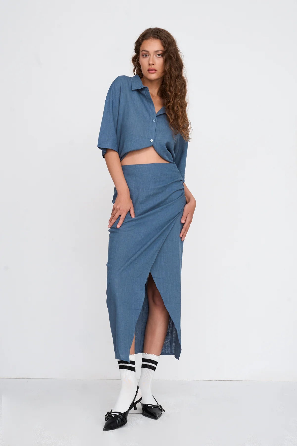 24 Colours Boxy Blouse - Blue
