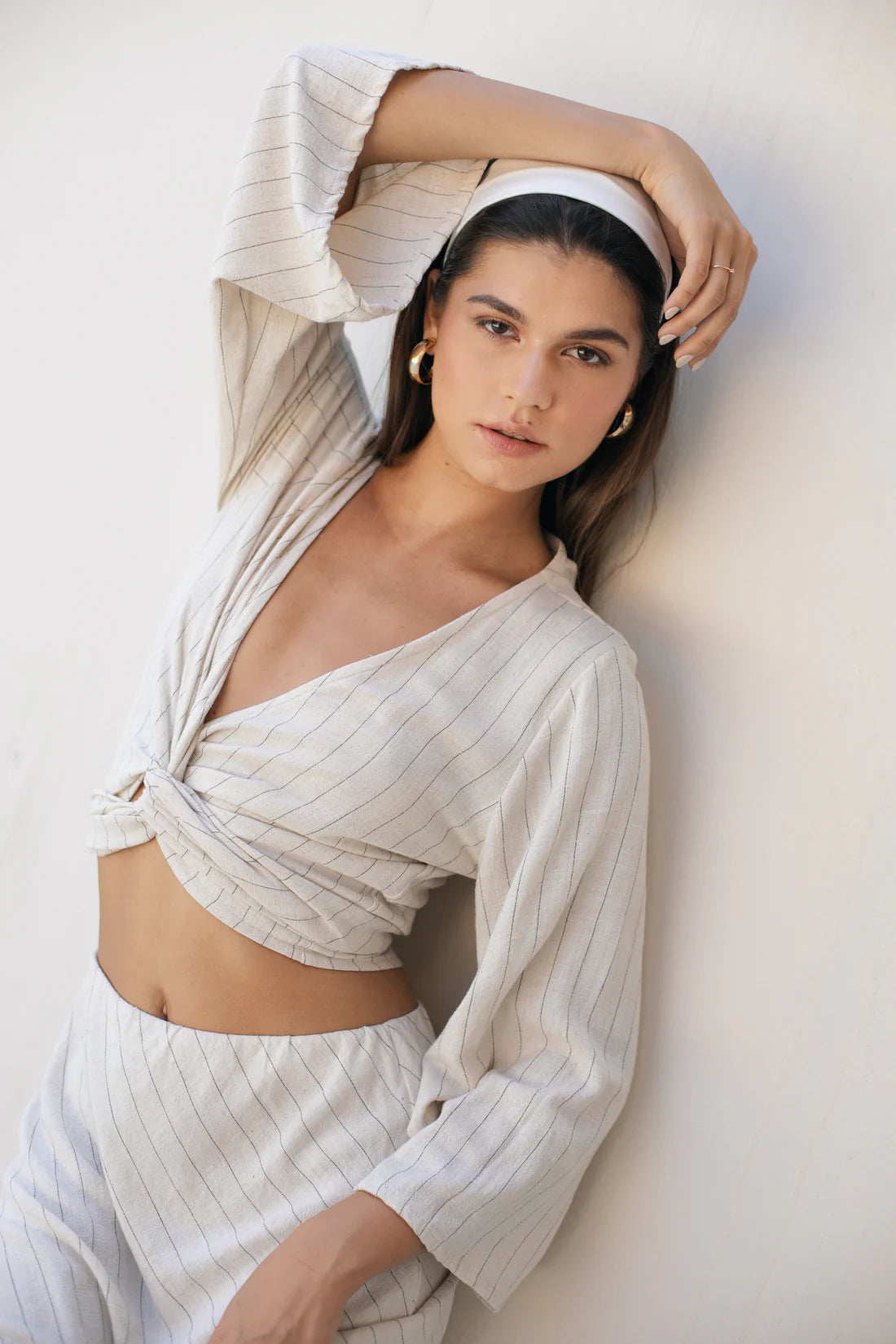 Berawa Luxe Wrap Top - Pinstripe