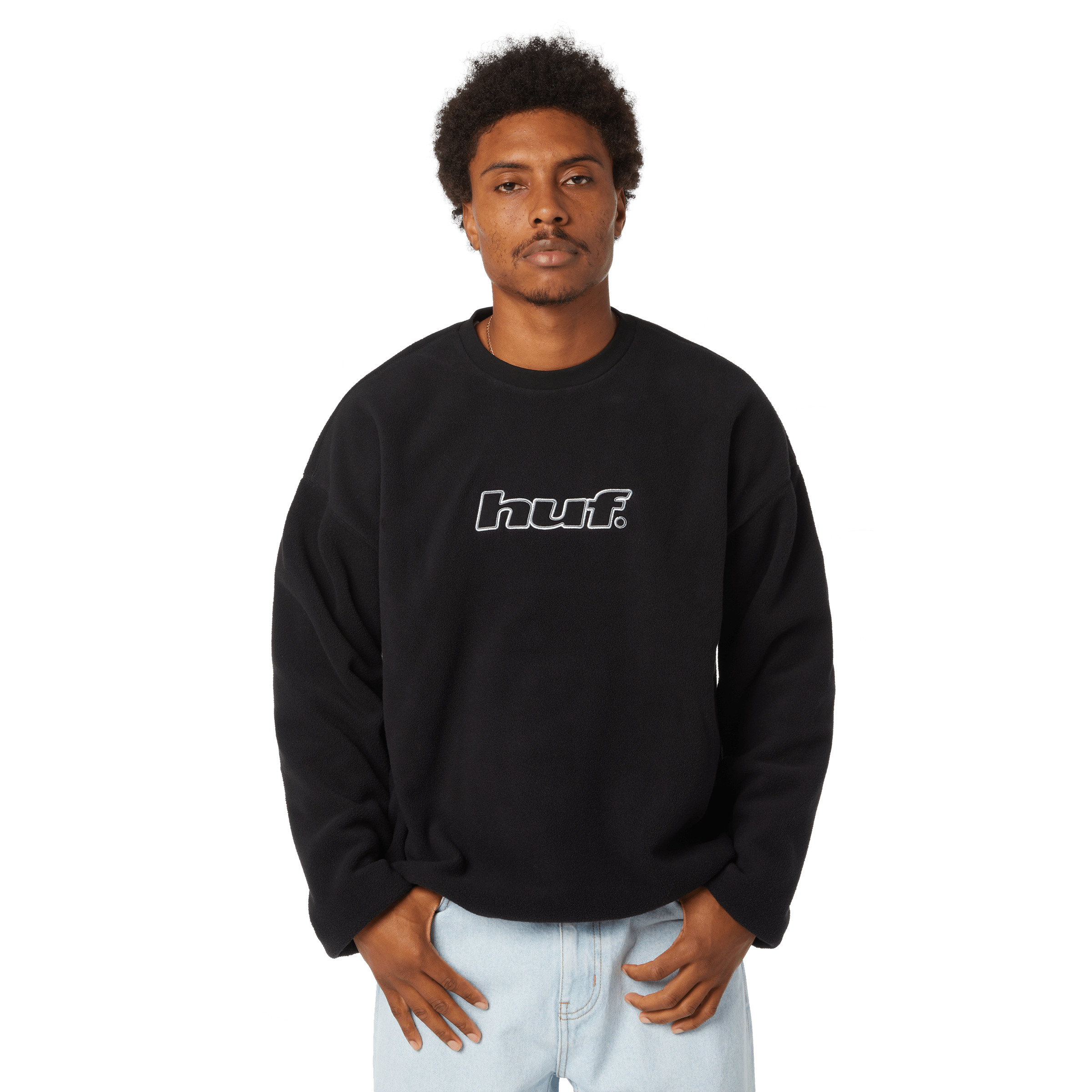 HUF H Dot Polar Fleece Crewneck - Black - Kubanna