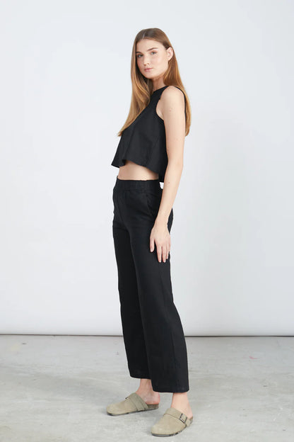 24 Colours Linnen top - Black