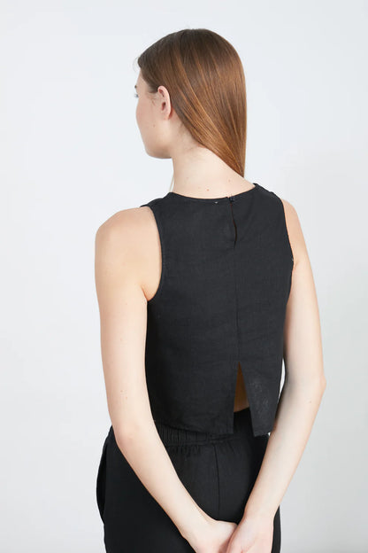 24 Colours Linnen top - Black