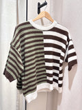 Lucy Knitted Striped T-shirt - Brown/Green