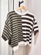Lucy Knitted Striped T-shirt - Brown/Green