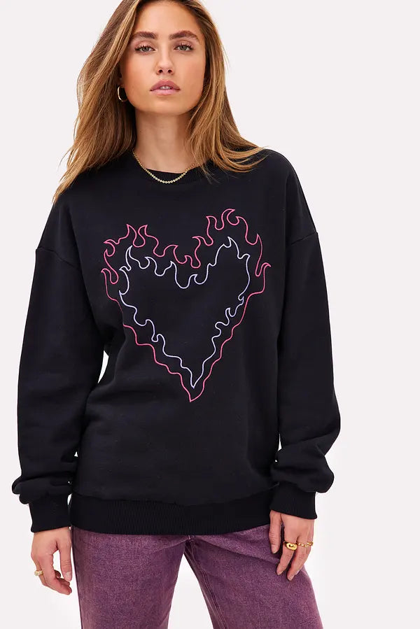 IN STORE ONLY -  Pink and blue skies Zwarte sweater