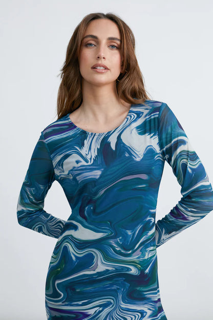 24 colours Mesh dress Swirl - Blue