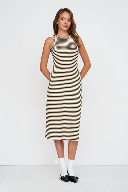 24 Colours Dress - Beige/Black