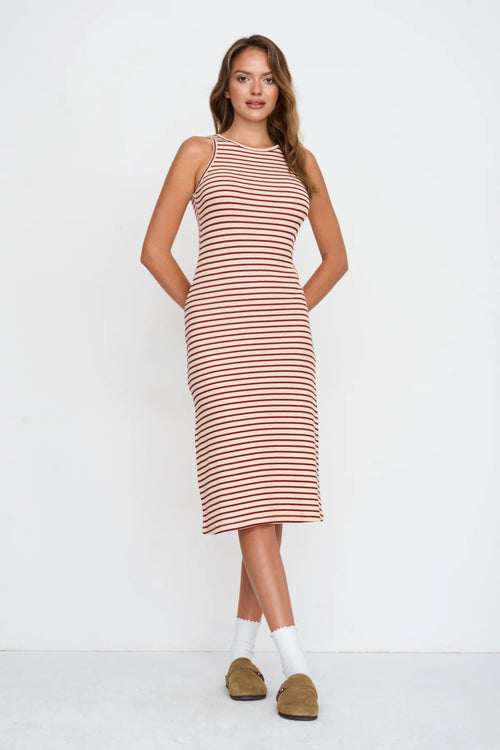 24 Colours Dress - Beige/Red - Kubanna