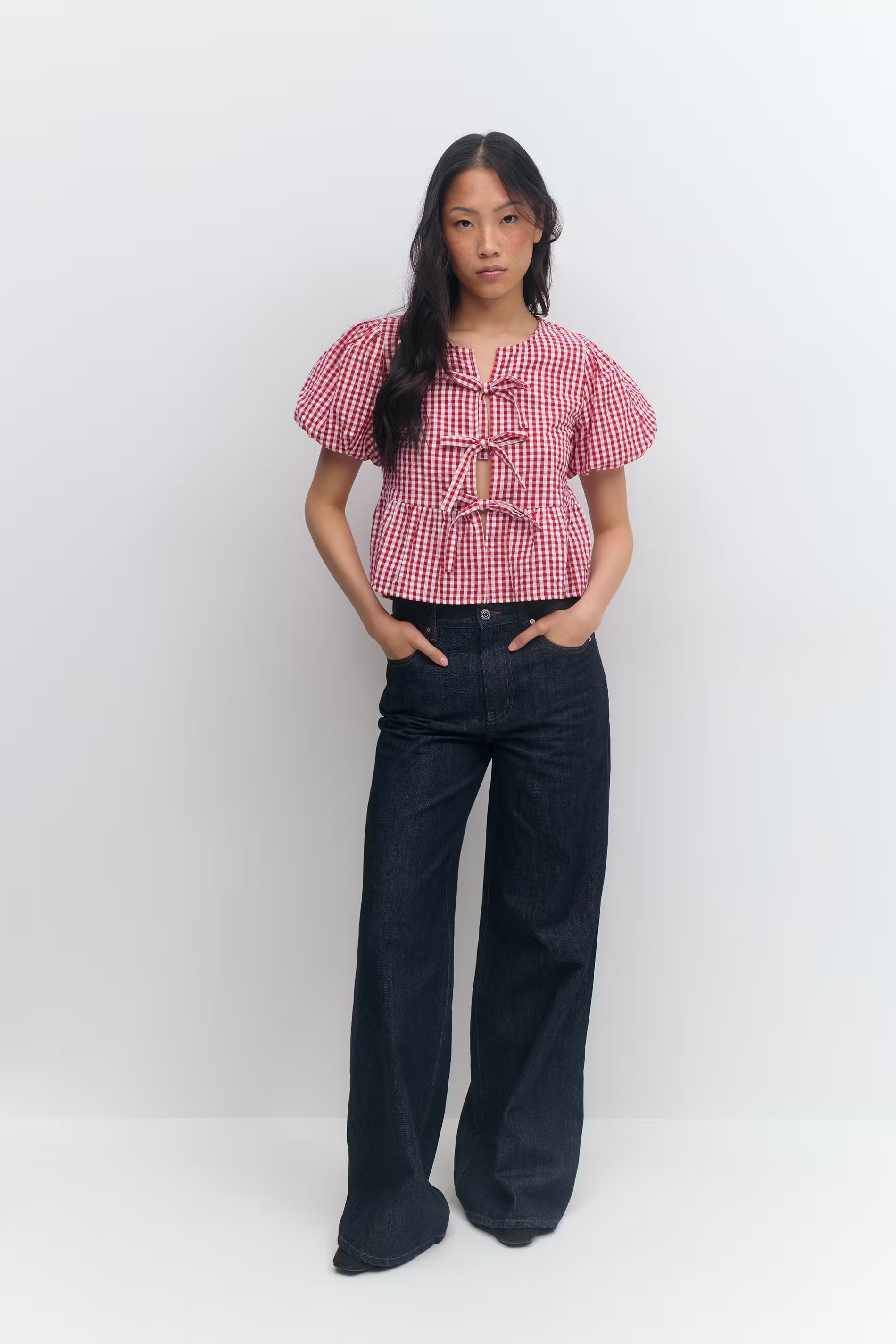 Gina Tricot High And Wide Jeans - Dark Rinse