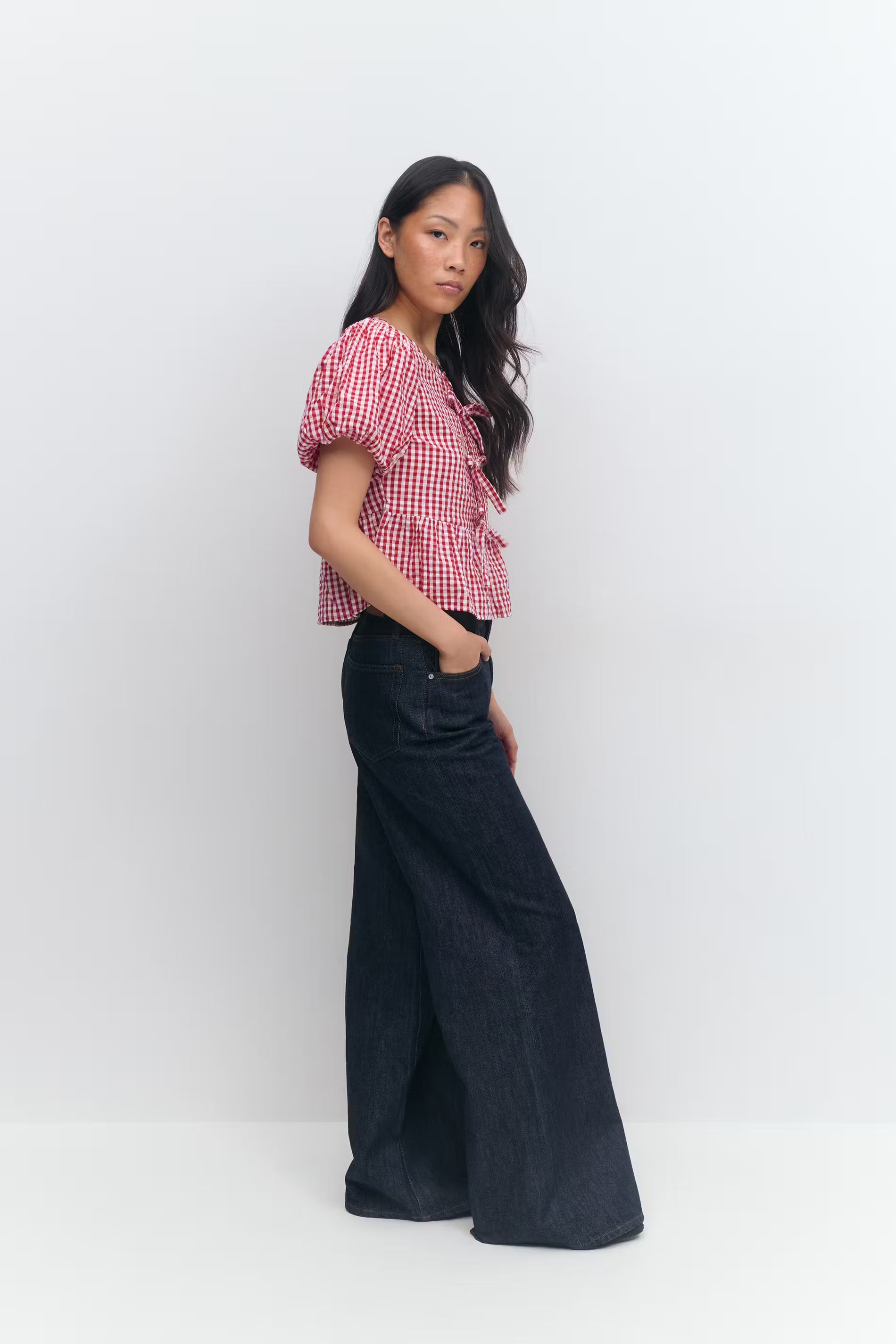 Gina Tricot High And Wide Jeans - Dark Rinse