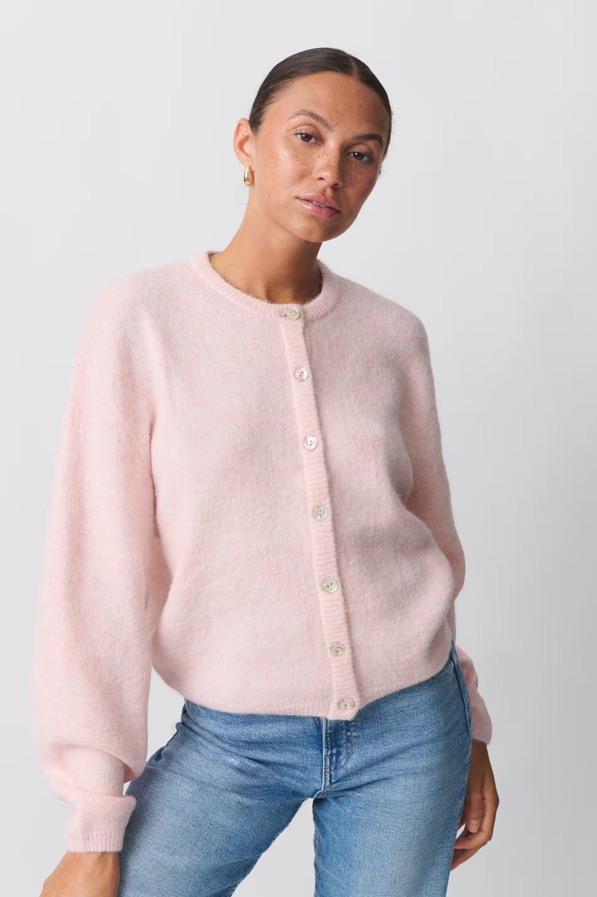 Gina Tricot Knitted Cardigan - Pink - Kubanna