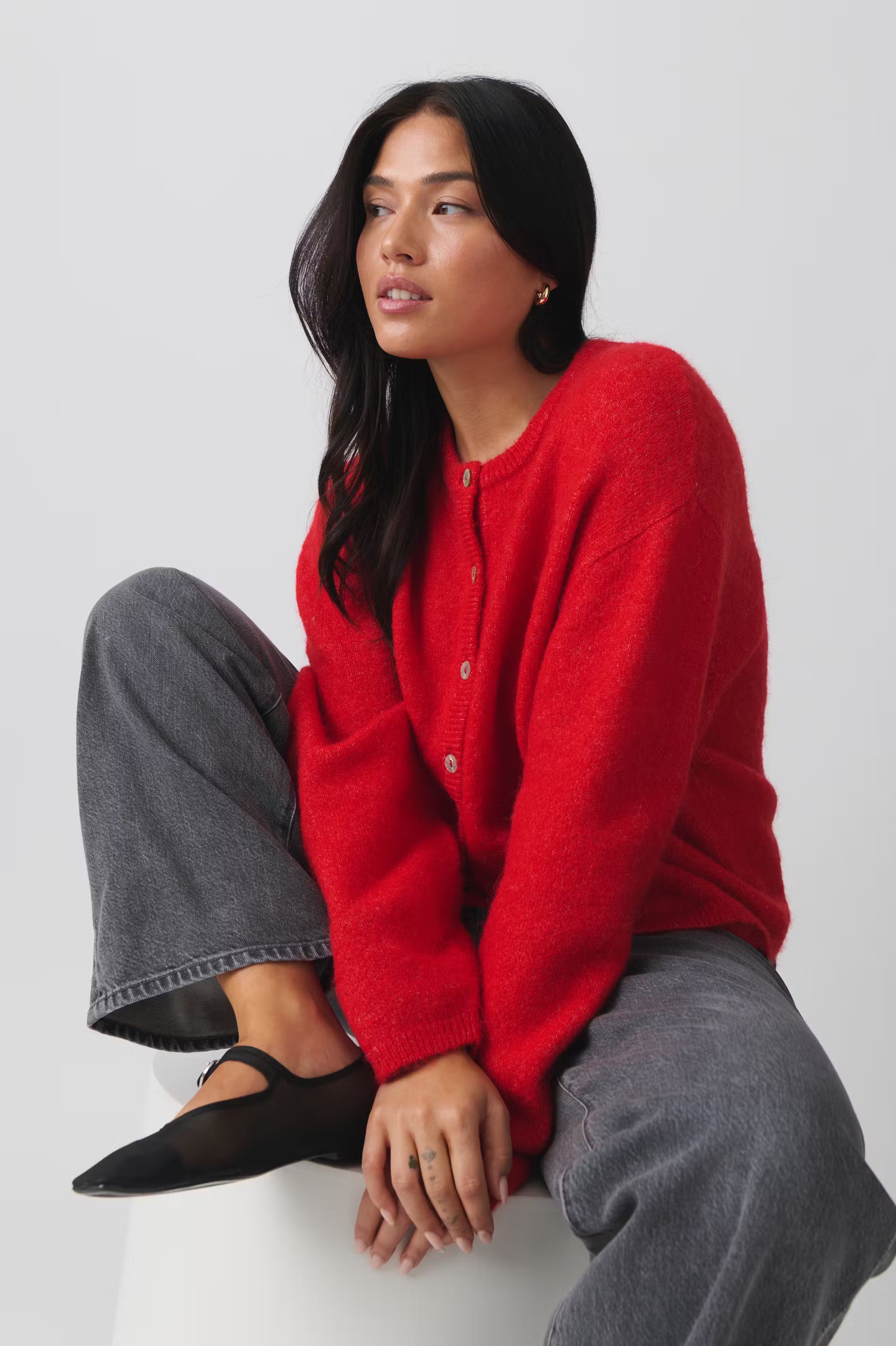Gina Tricot Knitted Cardigan - High Risk Red - Kubanna
