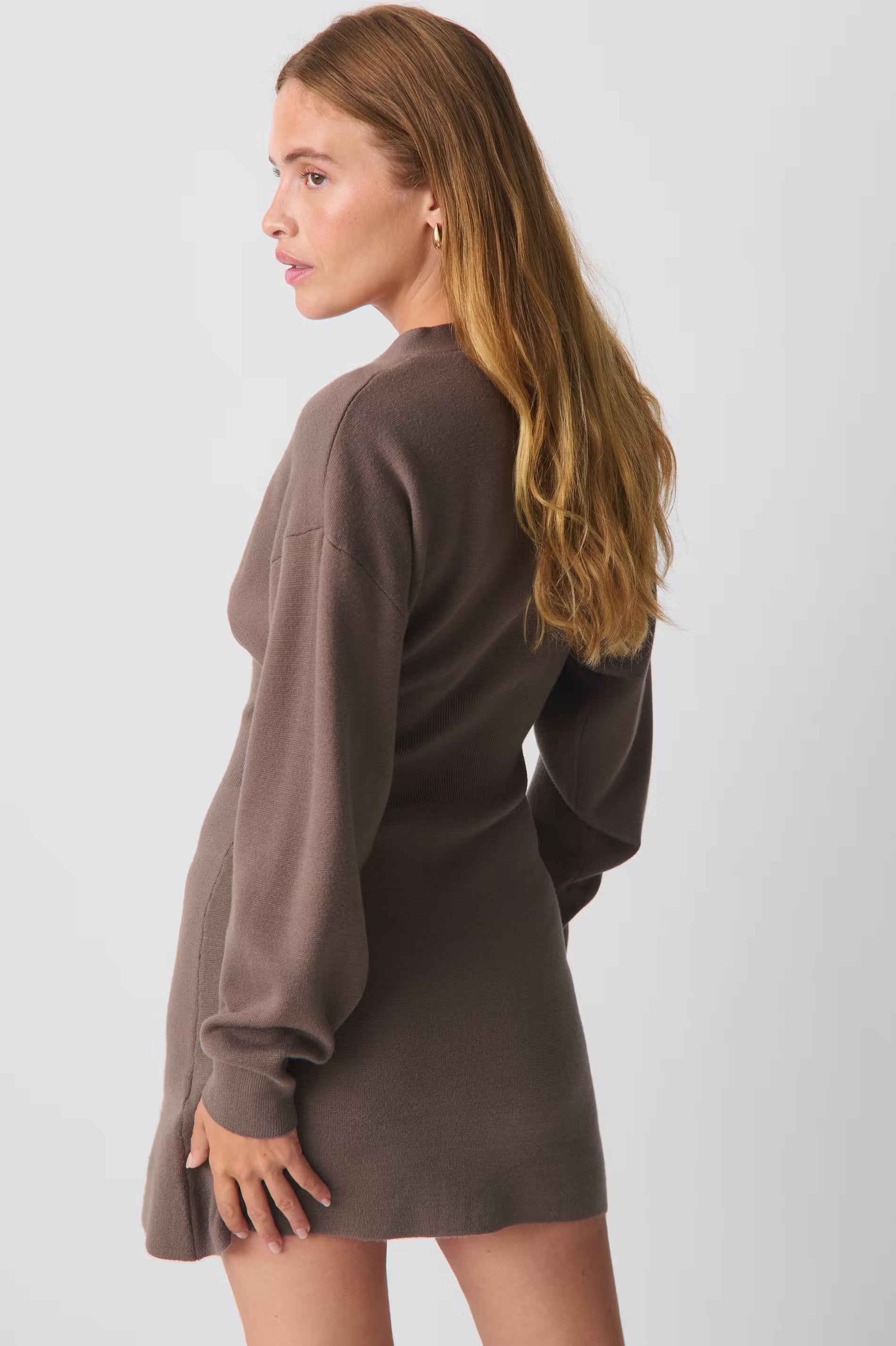 GIna Tricot Knitted Button-down Dress - Brown - Kubanna