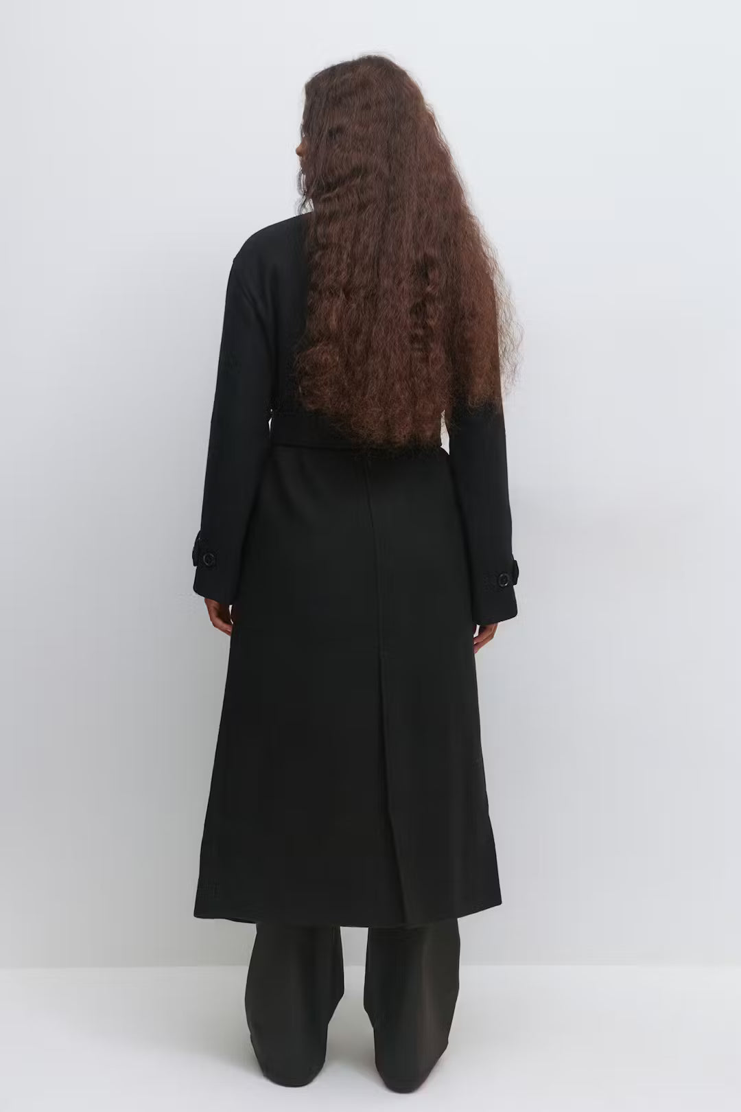 Gina Tricot Belted Wool Blend Coat - Black - Kubanna