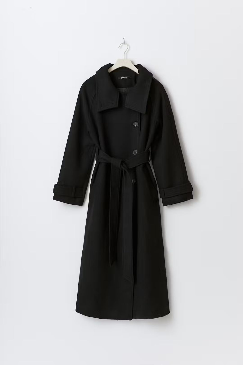 Gina Tricot Belted Wool Blend Coat - Black - Kubanna