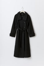 Gina Tricot Belted Wool Blend Coat - Black - Kubanna