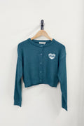 24Colours Cardigan with Heart Embroidery - Green - Kubanna