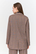 24 Colours Checkered Blazer - Brown - Kubanna