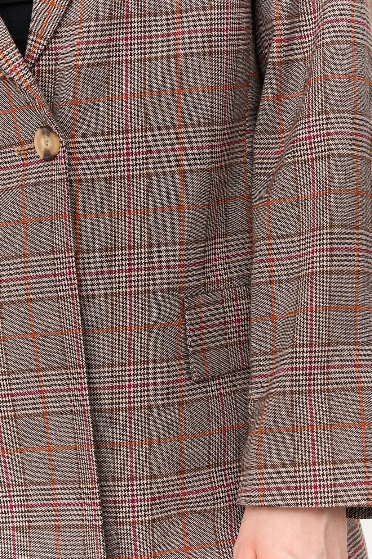 24 Colours Checkered Blazer - Brown - Kubanna
