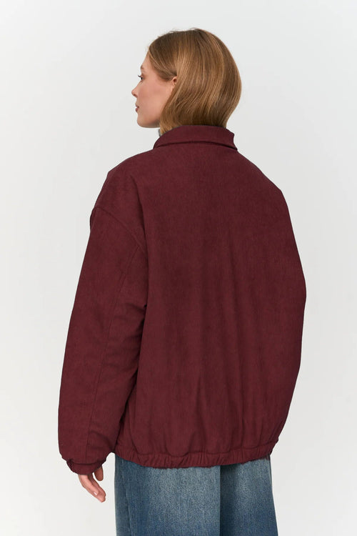 24 Colours Corduroy Bomber Jacket - Bordeaux - Kubanna