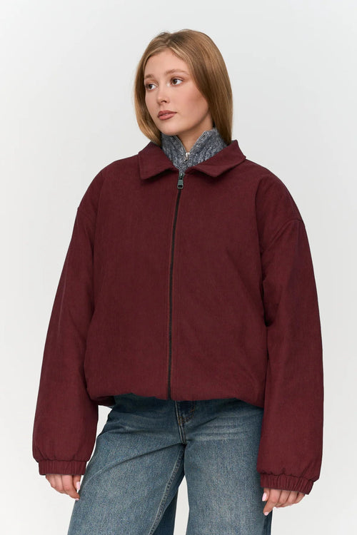 24 Colours Corduroy Bomber Jacket - Bordeaux - Kubanna
