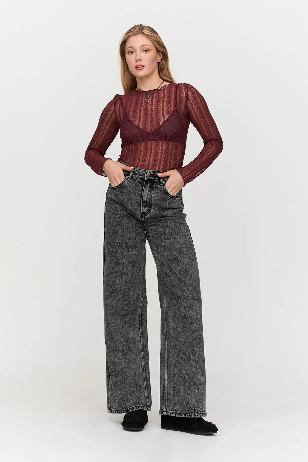 24 Colours Lace Top - Bordeaux - Kubanna