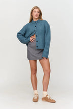 24 Colours Pinstripe Short Skirt - Grey - Kubanna