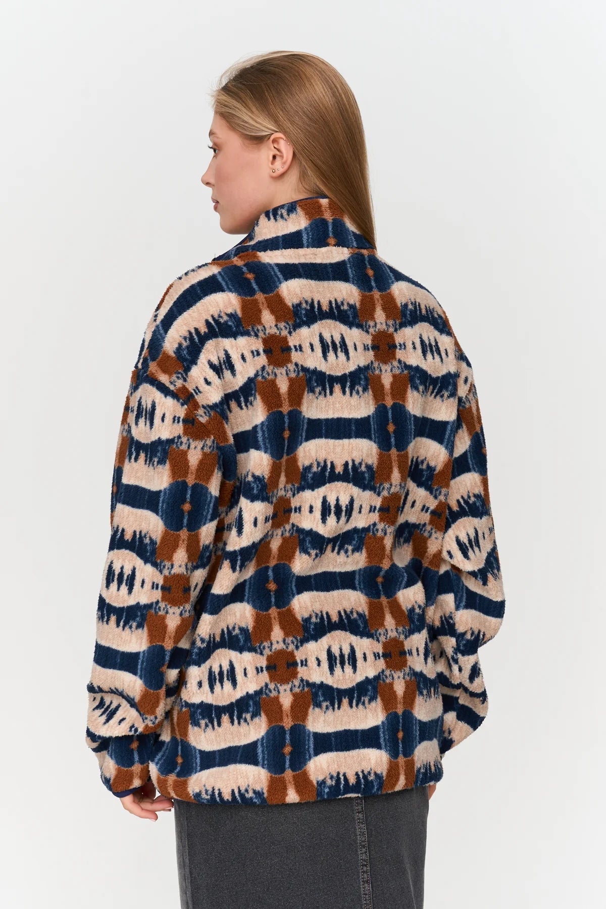 24 Colours Printed Fleece Sweater - Beige - Kubanna