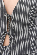 24 Colours Striped Vest With Tie - Black/White - Kubanna