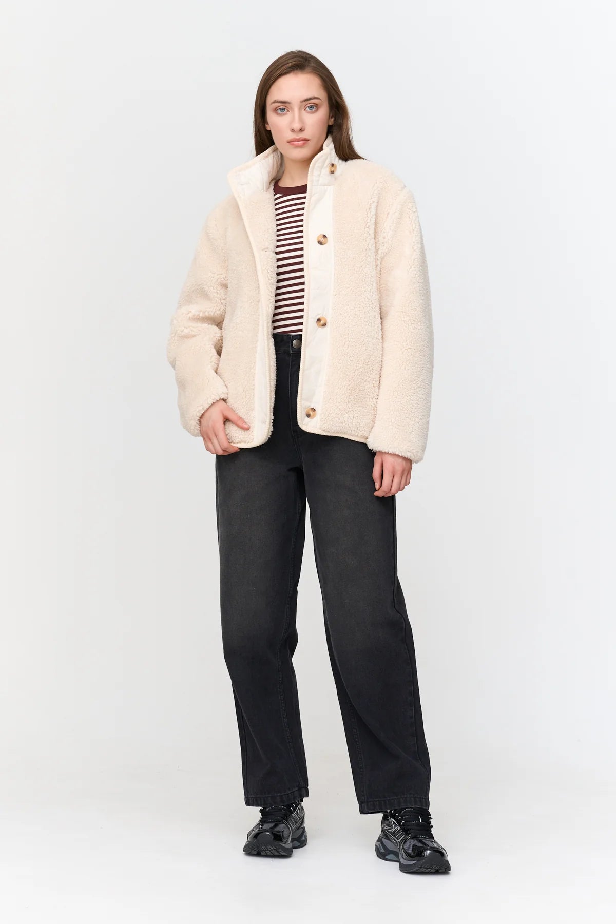 24 Colours Teddy Fur Jacket - Off - White - Kubanna