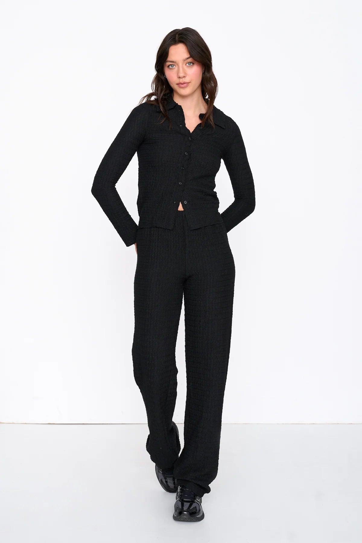 24 Colours Textured Shirt - Black - Kubanna