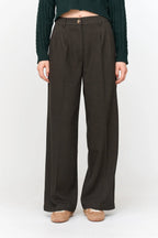24 Colours Wide - Leg Suit Trousers - Dark Brown - Kubanna