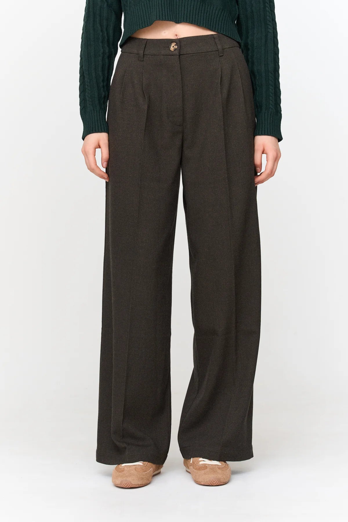 24 Colours Wide - Leg Suit Trousers - Dark Brown - Kubanna