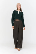 24 Colours Wide - Leg Suit Trousers - Dark Brown - Kubanna