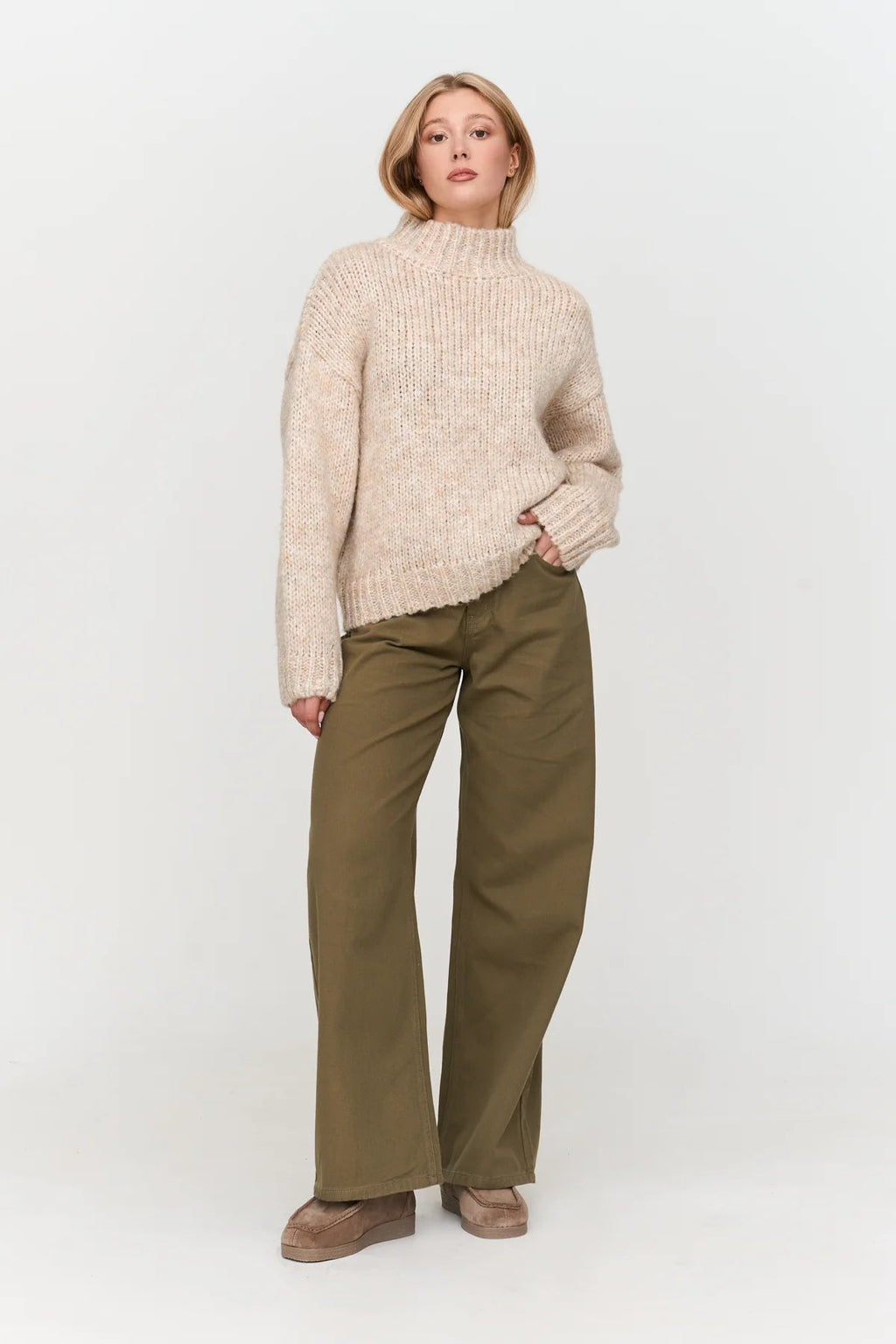 24 Colours Wool Sweater - Beige Melange - Kubanna