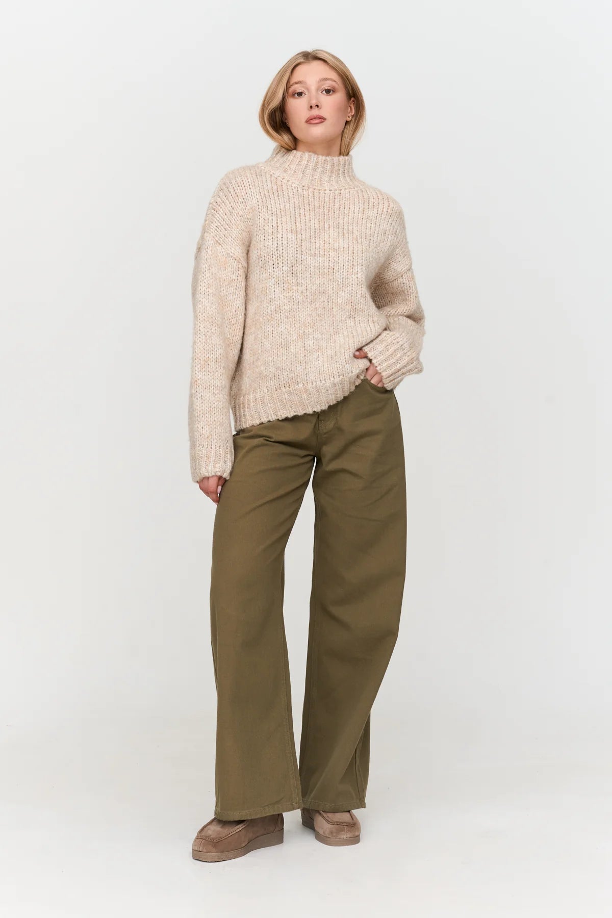 24 Colours Wool Sweater - Beige Melange - Kubanna