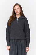 24 Colours Zip - up Knit Sweater - Grey - Kubanna