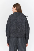 24 Colours Zip - up Knit Sweater - Grey - Kubanna