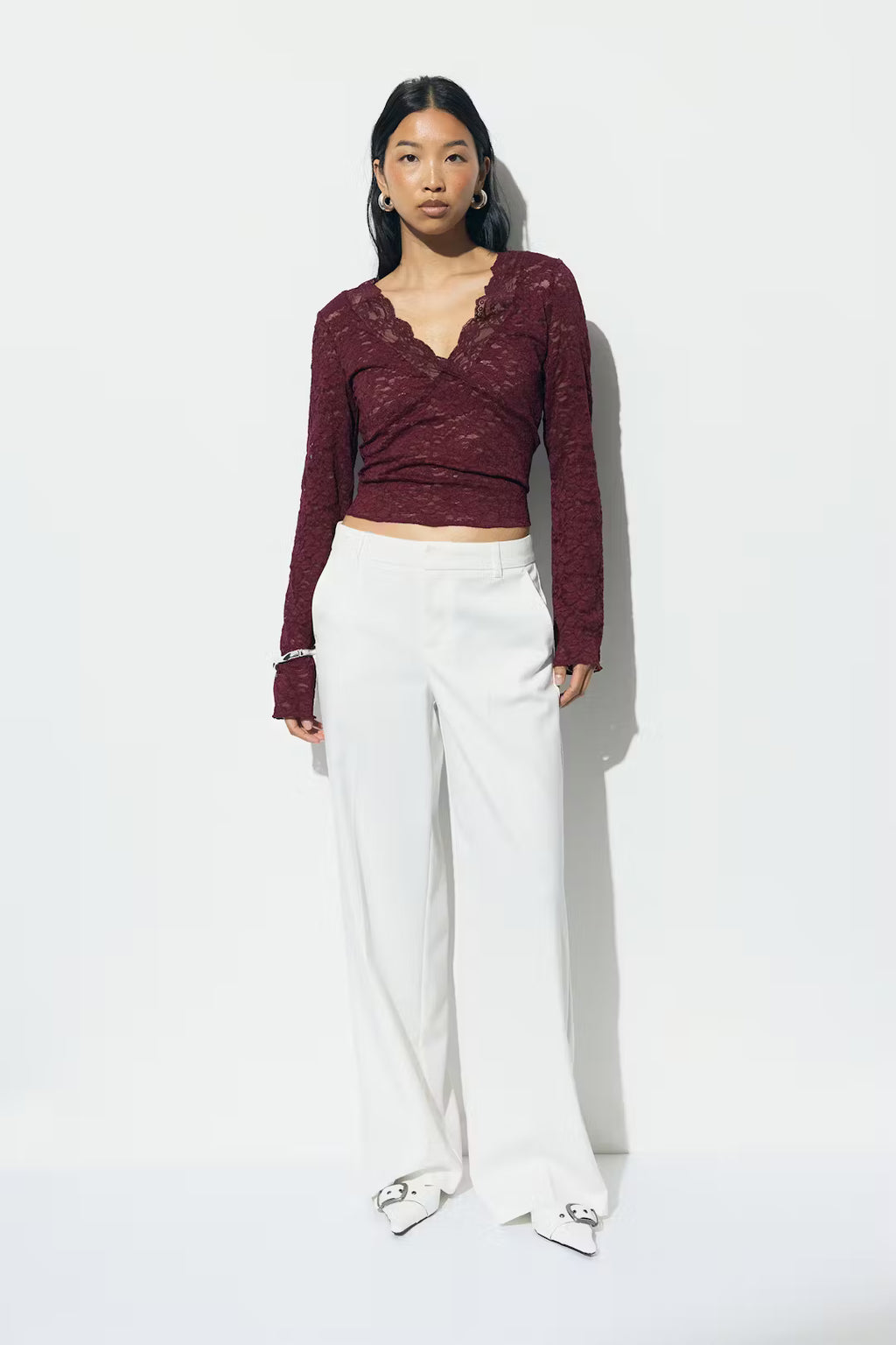 Gina Tricot Lace Top - Burgundy - Kubanna