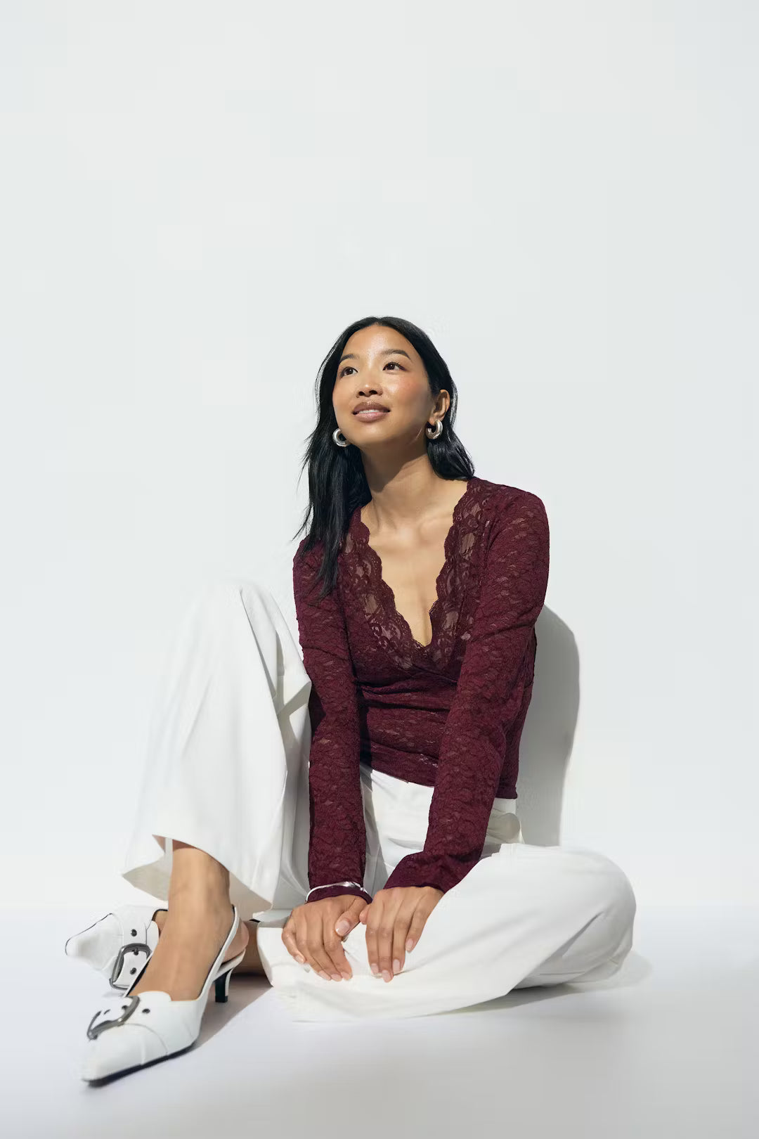 Gina Tricot Lace Top - Burgundy - Kubanna