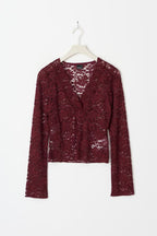 Gina Tricot Lace Top - Burgundy - Kubanna