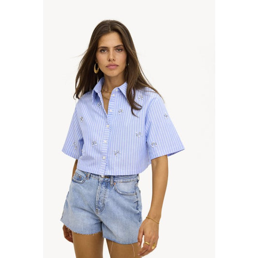 IN STORE ONLY - ALL WILL BE WELL Blue blouse with stripes