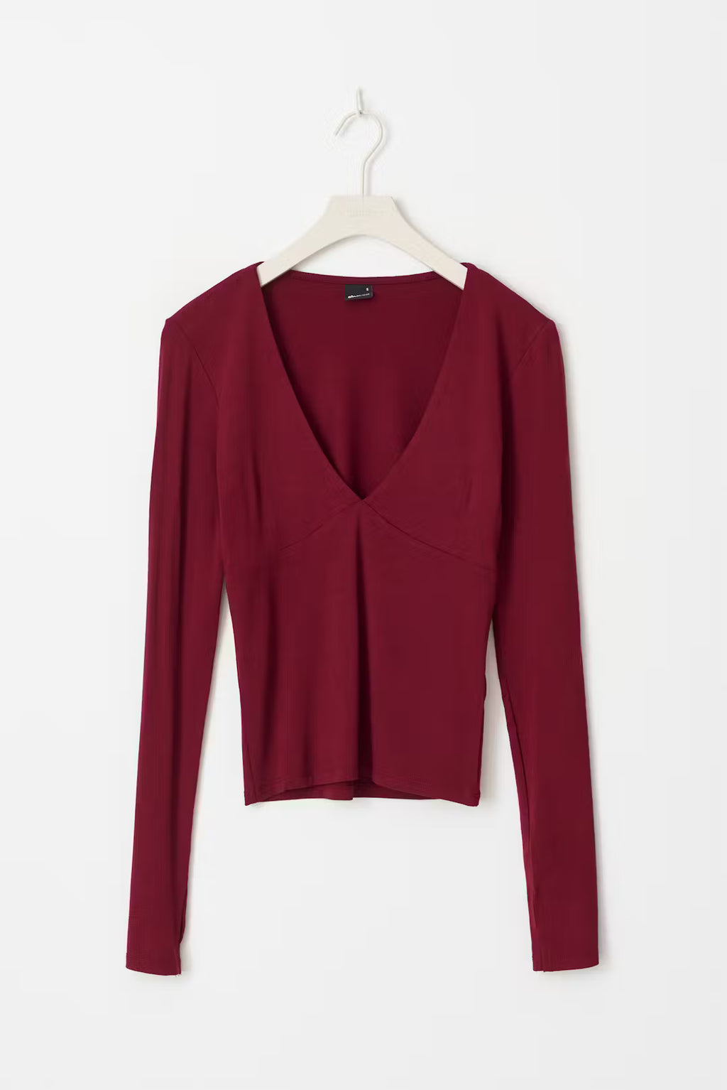 Gina Tricot Soft Touch V-Neck Top - Burgundy