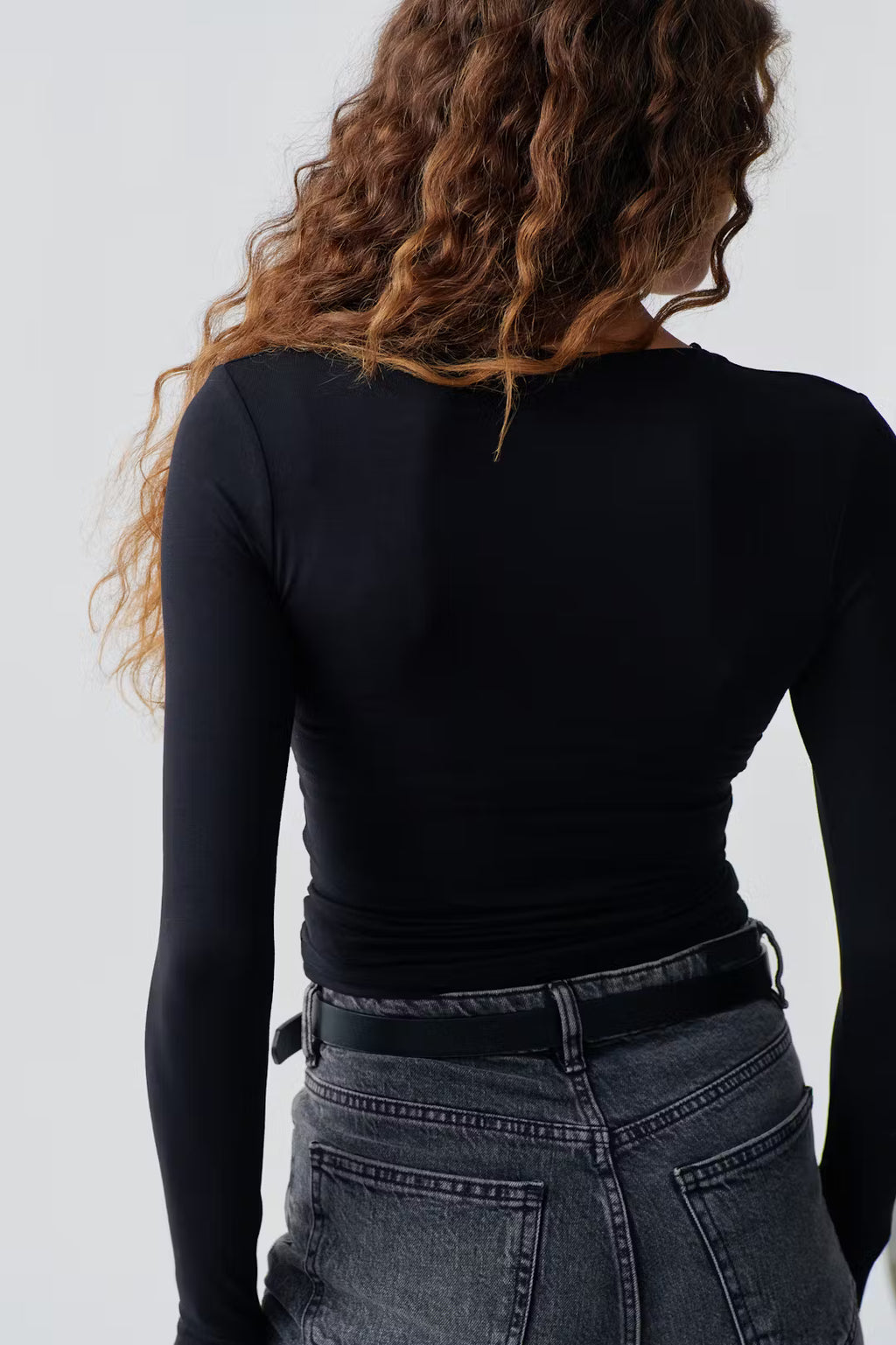 Gina Tricot Soft Touch V-Neck Top - Black