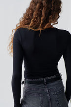 Gina Tricot Soft Touch V-Neck Top - Black