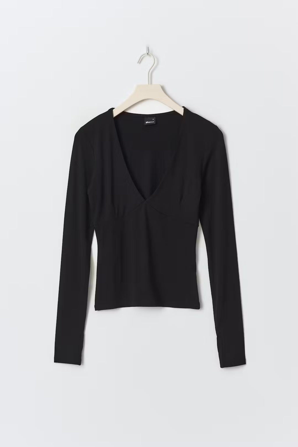 Gina Tricot Soft Touch V-Neck Top - Black