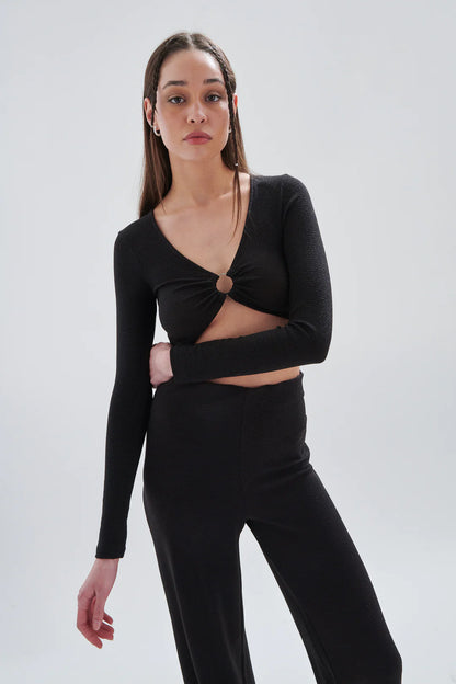 24 Colours Cropped Top - Black