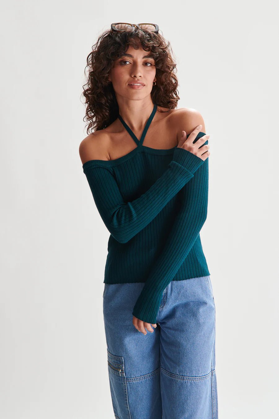 24 Colours Pullover with Halterneck - Green - Kubanna