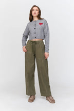 24Colours Cardigan with Heart Embroidery - Grey - Kubanna