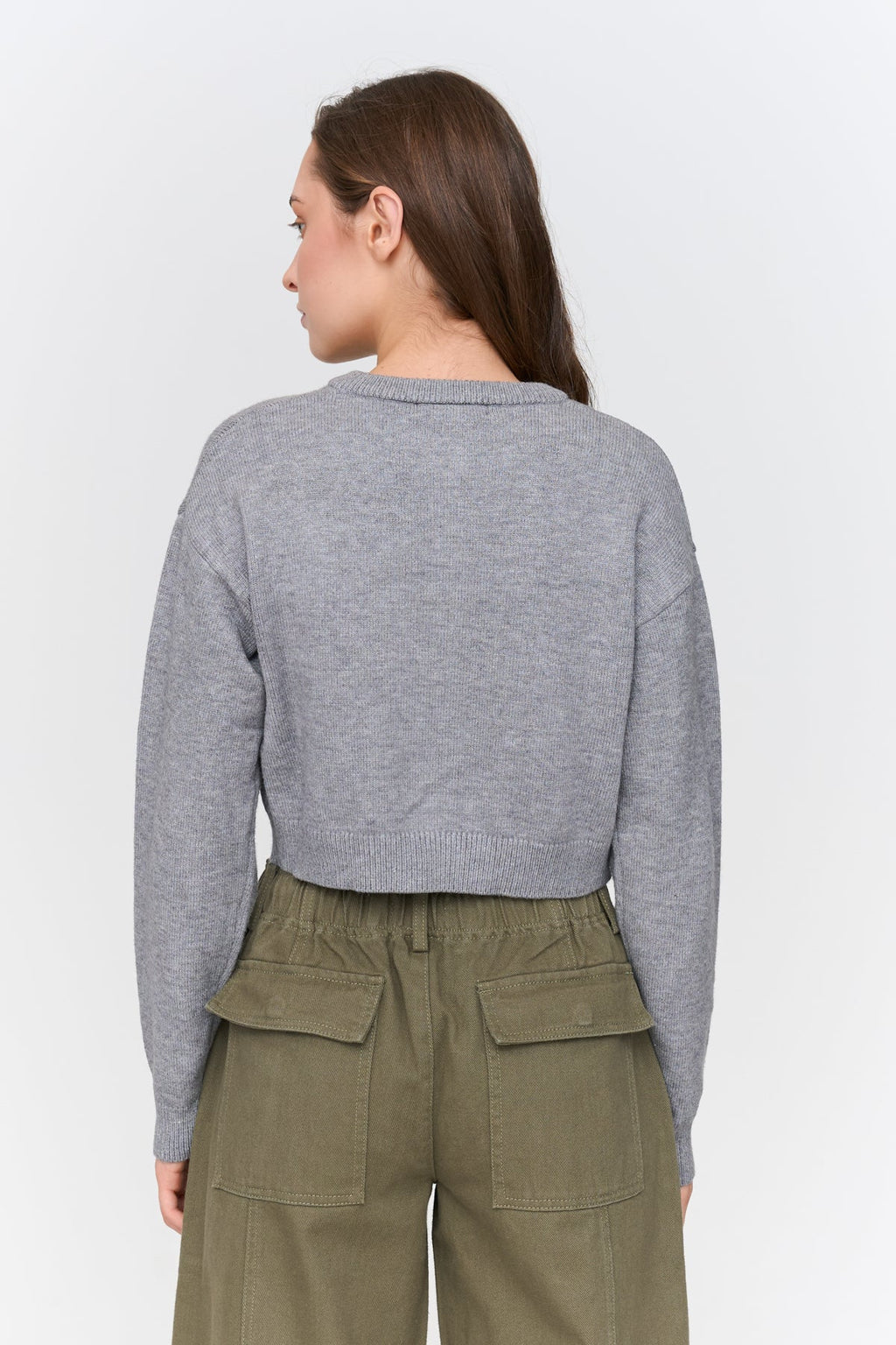 24Colours Cardigan with Heart Embroidery - Grey - Kubanna